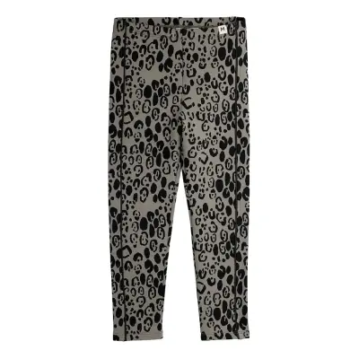 Mini Rodini Leopard Aop Brushed Jersey Leggings - Grey - 128/134