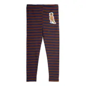 Mini Rodini Stripe Bird Patch Leggings - Brown - 128/134