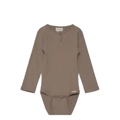 Minymo Body Ls Rib - Brown - 68