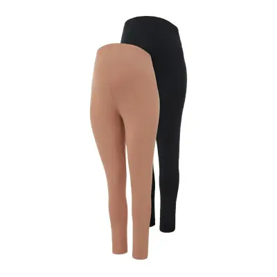 Mlcharlie Jersey Leggings 2-Pack A Cur Bottoms Leggings Brun Mamalicious