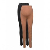 Mlcharlie Jersey Leggings 2-Pack A. Bottoms Leggings Brun Mamalicious