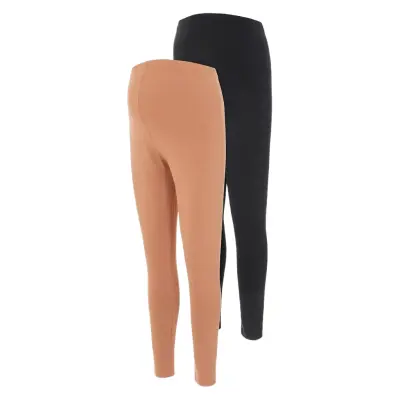 Mlcharlie Jersey Leggings 2-Pack A. Bottoms Leggings Brun Mamalicious