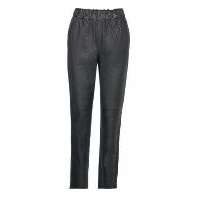 Mmzabel Long Leather Pant Bottoms Trousers Leather Leggings-Byxor Black MOS MOSH