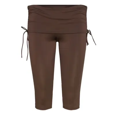 Monki Ruched Low Rise Capri Leggings - Brown - XXS