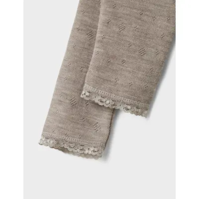 name it Nbfwang Wool Needle Legging Solid Noos - Beige - 62