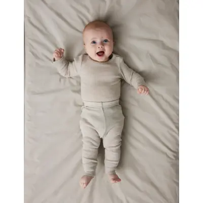 name it Nbnwax Wool Rib Legging Noos - Cream - 80