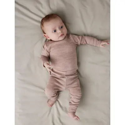 name it Nbnwax Wool Rib Legging Noos - Pink - 80