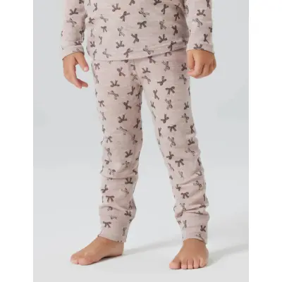 name it Nmfwang Wool Rib Legging Aop - Pink - 104