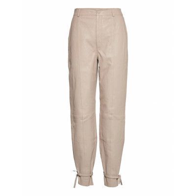 Nioagz Hw Pants Leather Leggings/Byxor Beige Gestuz