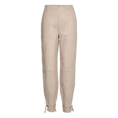 Nioagz Hw Pants Leather Leggings/Byxor Beige Gestuz