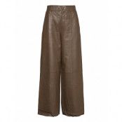 Nioagz Hw Wide Pants Ye20 Trousers Leather Leggings/Byxor Brun Gestuz