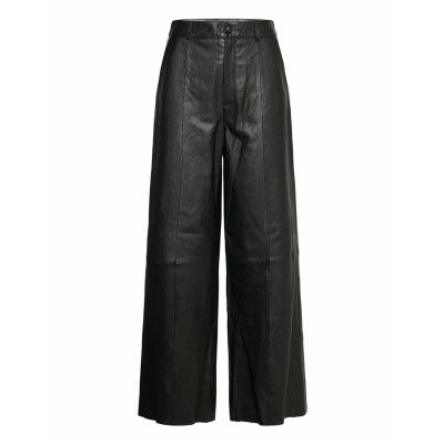Nioagz Hw Wide Pants Ye20 Trousers Leather Leggings/Byxor Svart Gestuz