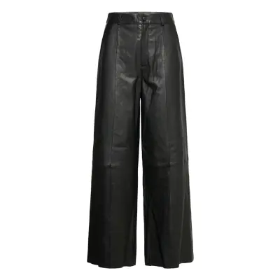Nioagz Hw Wide Pants Ye20 Trousers Leather Leggings/Byxor Svart Gestuz