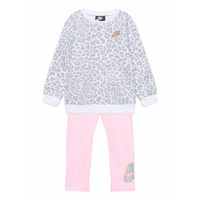 Nkg Fleece Crew & Legging Set Sets Sweatsuits Multi/mönstrad Nike
