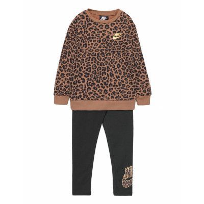 Nkg Fleece Crew & Legging Set Sets Sweatsuits Multi/mönstrad Nike