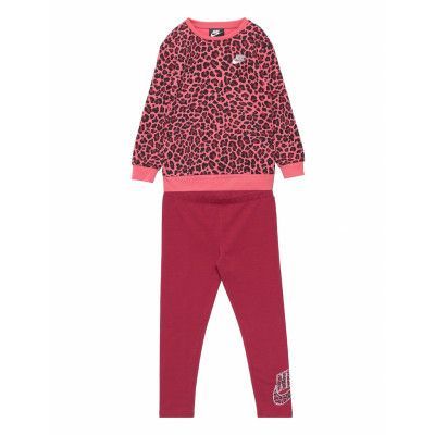 Nkg Fleece Crew & Legging Set Sets Sweatsuits Multi/mönstrad Nike