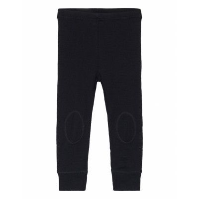 Nmmwang Wool Rib Longjohn Xxiii Leggings Svart *Villkorat Erbjudande Name It