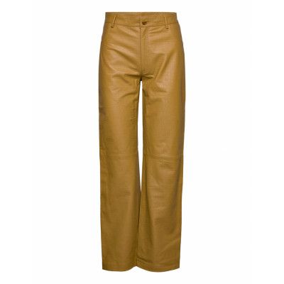 Oasisrs Pant Bottoms Trousers Leather Leggings-Byxor Gul Résumé