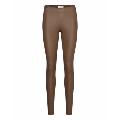 Objbelle Mw Coated Leggings Noos *Villkorat Erbjudande Trousers Leather Leggings/Byxor Brun Object