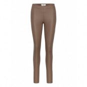 Objbelle Mw Coated Leggings Noos Bottoms Trousers Leather Leggings-Byxor Brown Object