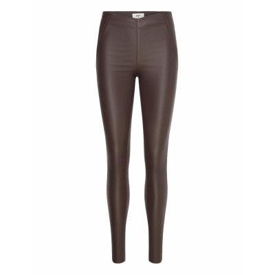 Object Objbelle Mw Coated Leggings Noos Brun