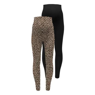 Only Maternity Olmlovely Life New Leg 2Pck Aop Jrs Noos Svart