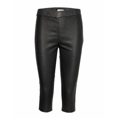 Orlando Cropped Leather Leggings Leather Leggings/Byxor Svart Notes Du Nord