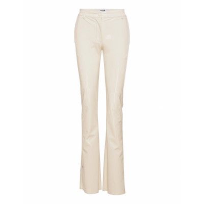 Patent Faux Leather Pants Trousers Leather Leggings/Byxor Creme MSGM