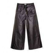 Pants Culotte Pu Bottoms Trousers Leather Leggings-Byxor Black Tom Tailor