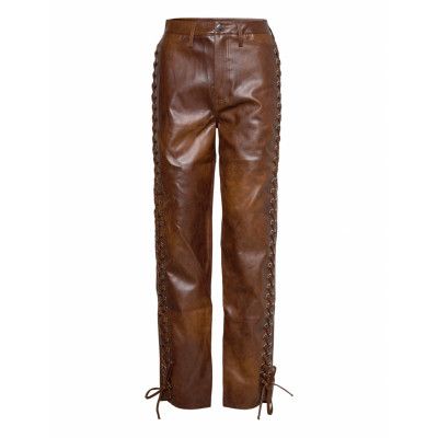 Pants Distressed Pu Trousers Leather Leggings/Byxor Brun ROTATE Birger Christensen