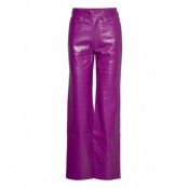 Pants Pu Straightleg Bottoms Trousers Leather Leggings-Byxor Purple ROTATE Birger Christensen