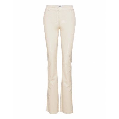 Patent Faux Leather Pants Bottoms Trousers Leather Leggings-Byxor Cream MSGM