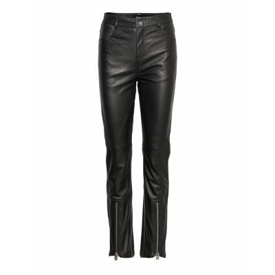 Phoenix Zip Pant Bottoms Trousers Leather Leggings-Byxor Svart Deadwood