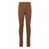 Rib Leggings Leggings Brun *Villkorat Erbjudande Wheat