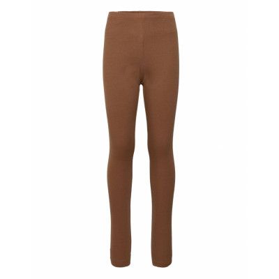 Rib Leggings Leggings Brun *Villkorat Erbjudande Wheat