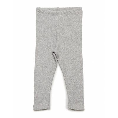 Rib Leggings Leggings Grå Wheat