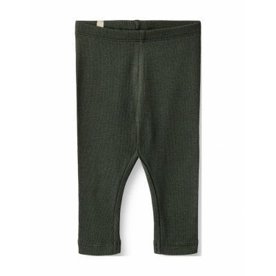 Rib Leggings Maddy *Villkorat Erbjudande Leggings Grön Wheat