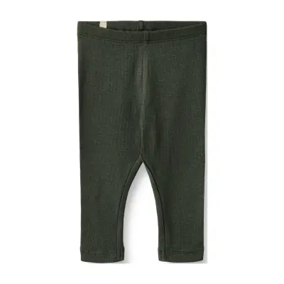 Rib Leggings Maddy *Villkorat Erbjudande Leggings Grön Wheat