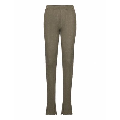 Hope Ribbed Knitted Tights Khaki Green