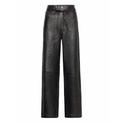 Sebas - Polished Leather Bottoms Trousers Leather Leggings-Byxor Svart Day Birger Et Mikkelsen