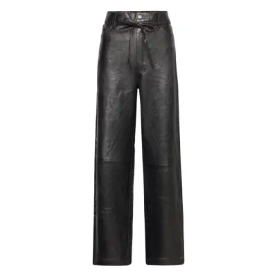 Sebas - Polished Leather Bottoms Trousers Leather Leggings-Byxor Svart Day Birger Et Mikkelsen