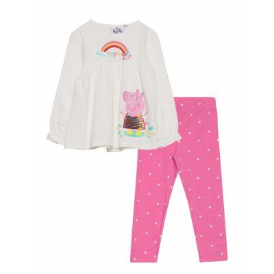 Set 2P Ts + Legging *Villkorat Erbjudande Sets Sets With Long-sleeved T-shirt Rosa Gurli Gris