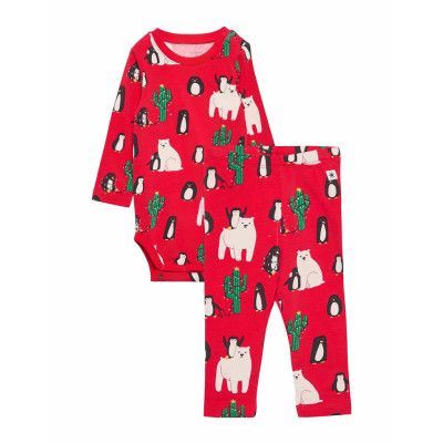 Set Body Leggings Funny Xmas Pyjamas Set Röd Lindex