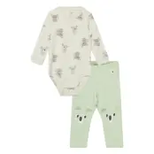 Set Body Leggings Koala *Villkorat Erbjudande Bodies Long-sleeved Grön Lindex