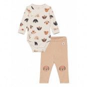 Set Body Wrap Leggings Dogs *Villkorat Erbjudande Bodies Long-sleeved Beige Lindex