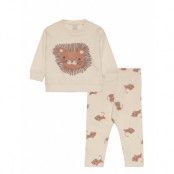 Lindex Set Sweatshirt Leggings Lion Beige