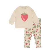 Set Sweatshirt Leggings Strawb Sets Sets With Long-sleeved T-shirt Beige Lindex