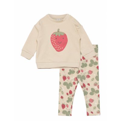 Set Sweatshirt Leggings Strawb Sets Sets With Long-sleeved T-shirt Beige Lindex