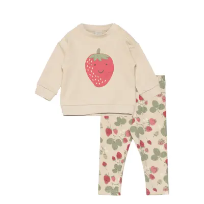 Set Sweatshirt Leggings Strawb Sets Sets With Long-sleeved T-shirt Beige Lindex