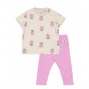 Set Top Leggings Flowers Sets Sets With Short-sleeved T-shirt Rosa Lindex